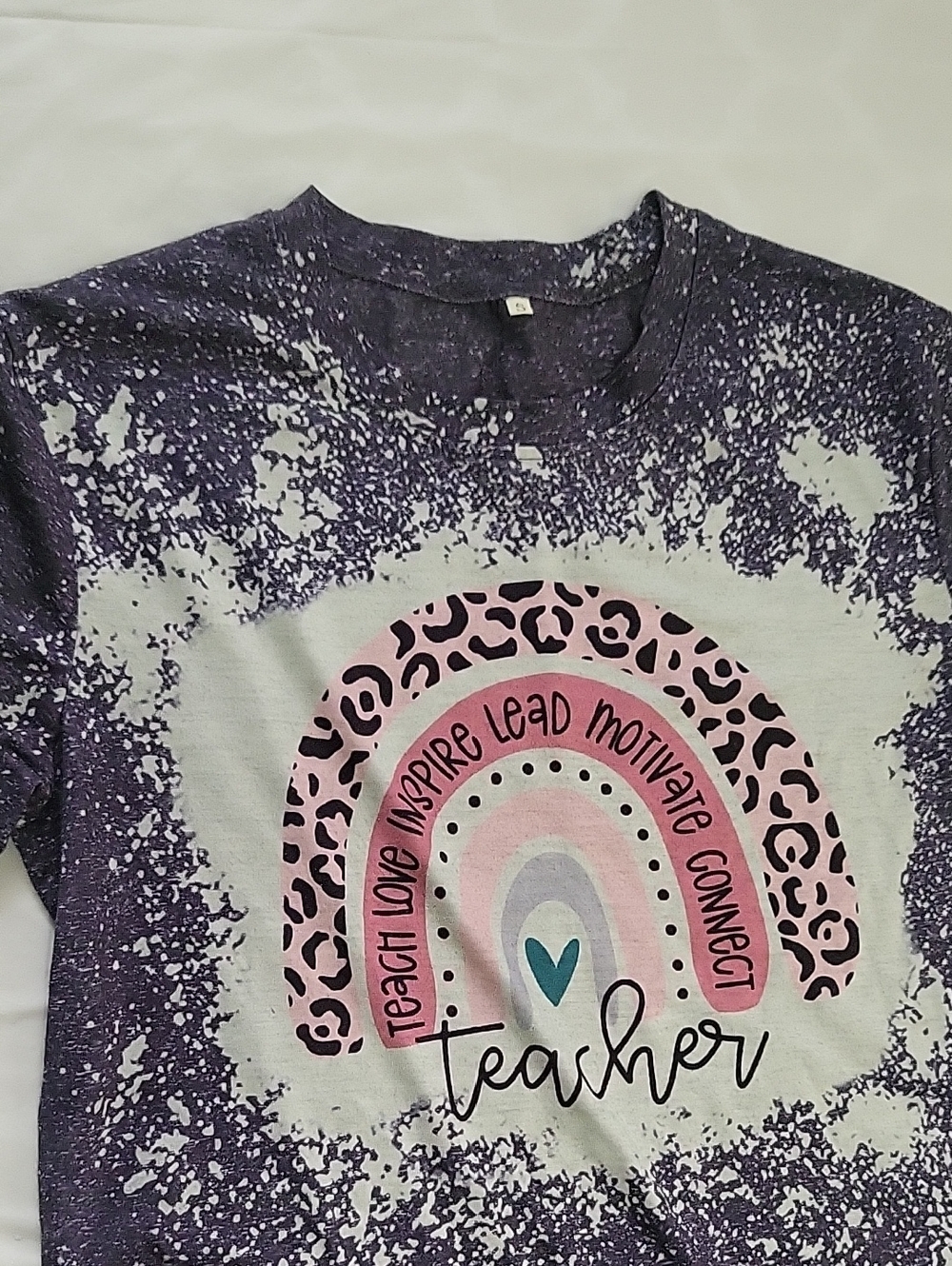 Purple & Pink 'Teacher' Rainbow Graphic Women Tee